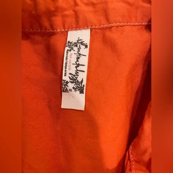 Intimately FREE PEOPLE Cropped Orange Button Down, sz XS - Picture 3 of 4